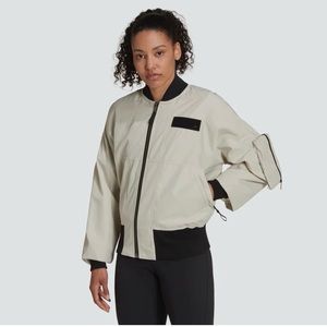 Adidas Parley Bomber Jacket Aluminum Khaki Beige Women’s Large HT3404